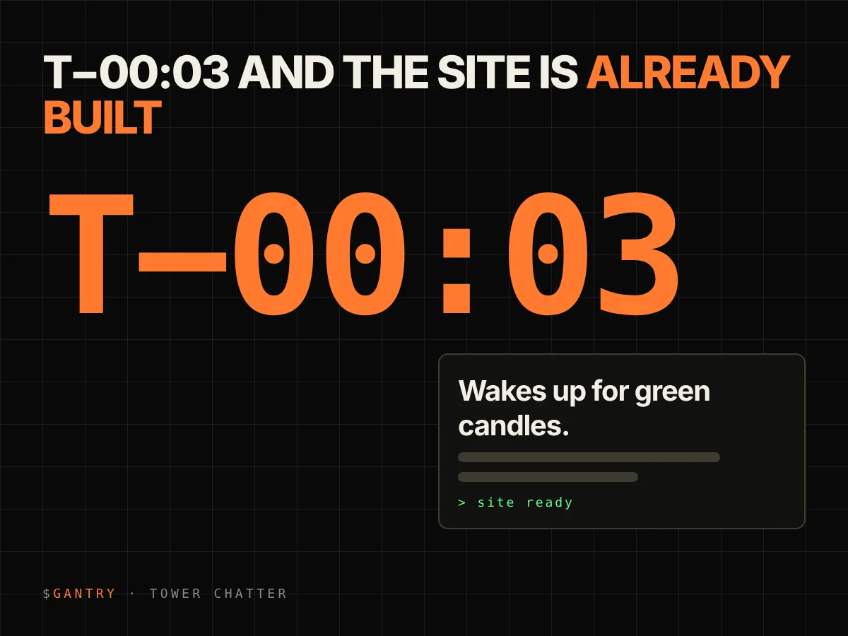 T−00:03 and the site is already built